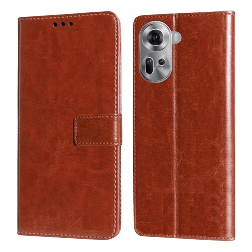 Shop Arrow Leather Flip Cover for Oppo Reno 11 5G (Brown)