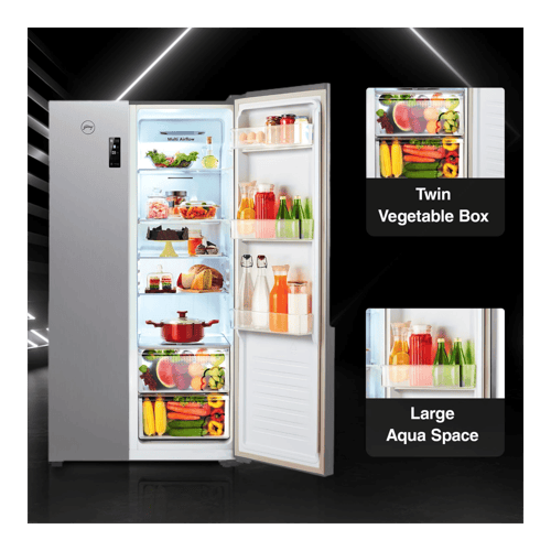 Godrej 564 L Side By Side Fridge EONVELVET | Platinum Steel