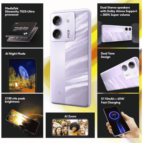 POCO M7 Pro 5G Purple 8GB/256GB 本体 POCO M7 Pro 5G, Lavender Frost (8GB, 256GB) : Amazon.in: Electronics