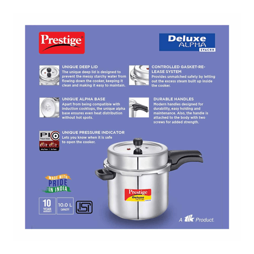 Buy Prestige Deluxe Alpha Svachh Cooker 10L at Poorvika