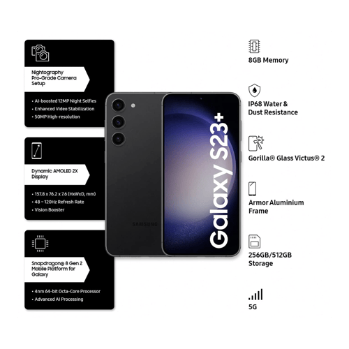 Buy Samsung Galaxy S23 Plus 5G (Black,8GB-512GB) online