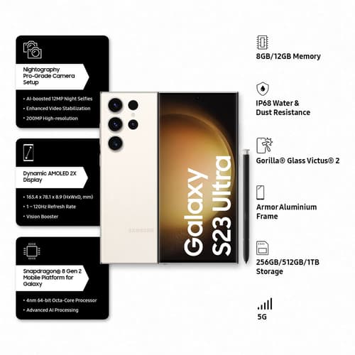 Buy Galaxy S23 Ultra 5G 256gb (cream) online at best price