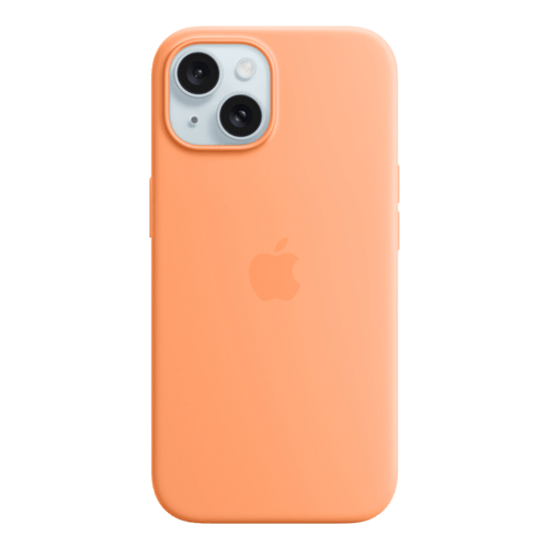 Apple Silicone Case With MagSafe iPhone 15 (Orange Sorbet)
