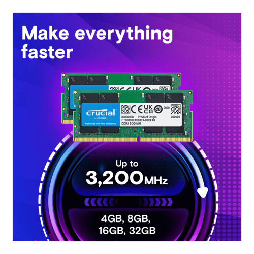 Get Crucial DDR4 3200Mhz UDIMM Single Desktop RAM 16GB,Green