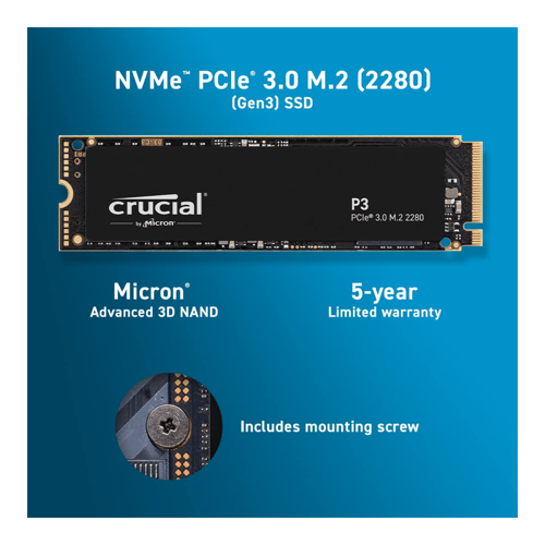Grab Crucial P3 500GB NVMe in black for the best deals now!