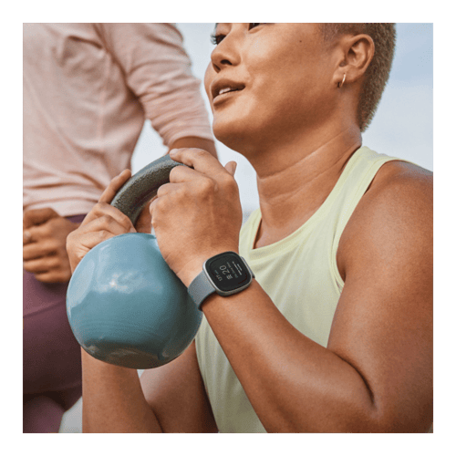 Shop Fitbit Versa Smartwatch (Waterfall Blue Platinum)