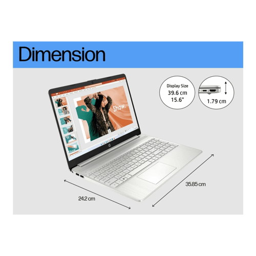 HP 15s Ryzen 5500U Home Laptop (Natural Silver,8GB-512GB) - Main Image
