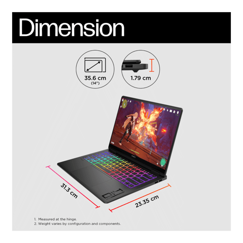 HP OMEN Transcend Gaming OLED Ultra 7 Laptop Black, 16GB-1TB