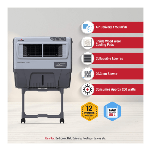 Kenstar Double Cool Dx 55 L Wood Wool Window Air Cooler|Grey