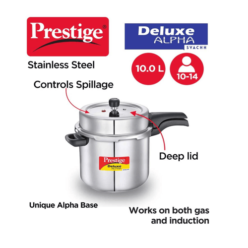 Prestige Deluxe Alpha Stainless Steel Pressure Cooker 10 L