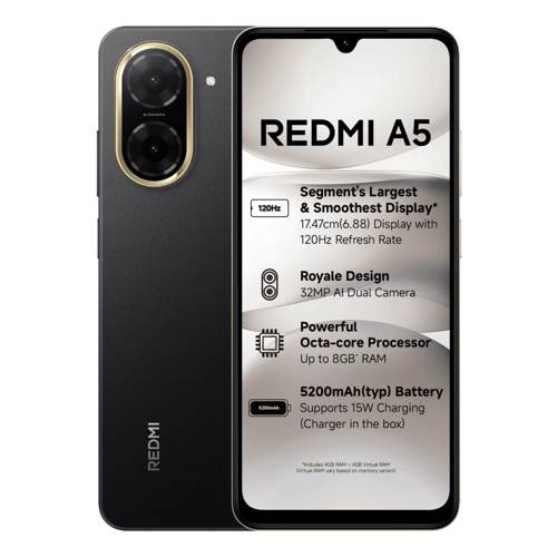 Shop Redmi A5 (Just Black, 128GB) (4GB RAM) at best offers!