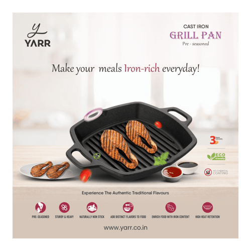 Grab Yarr Cast Iron Double Handle Grill Pan 25 cm Online!