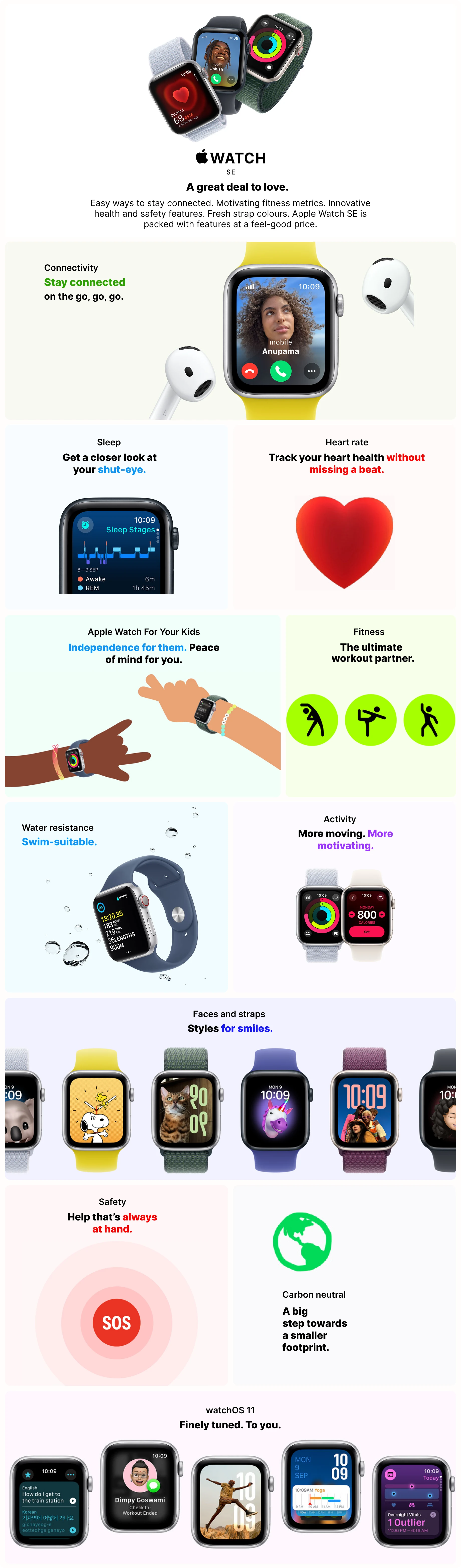 Apple Watch SE GPS Aluminium Case with Sport Band S/M