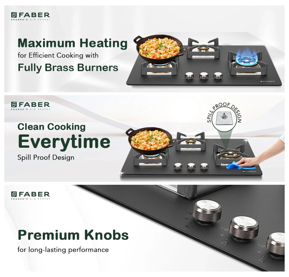 FABER Bella HT 753 BR AI IN 3 Burner Hob
