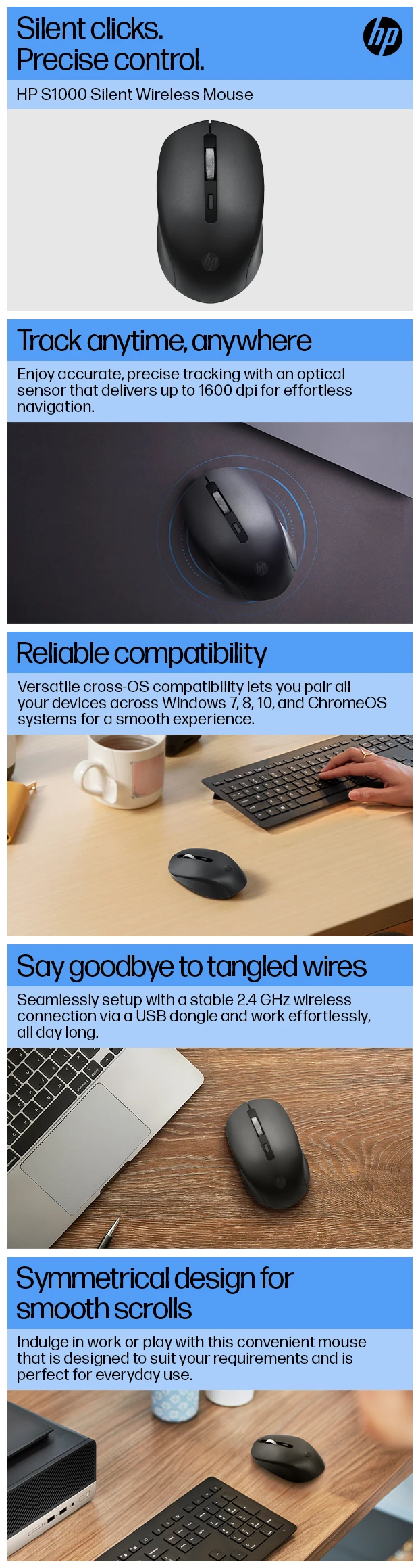 HP S1000 Silent Wireless Mouse(Black)