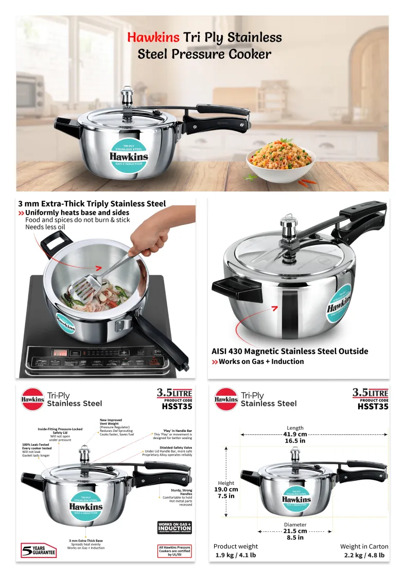 Order Hawkins Tri Ply Stainless Steel Pressure Cooker L