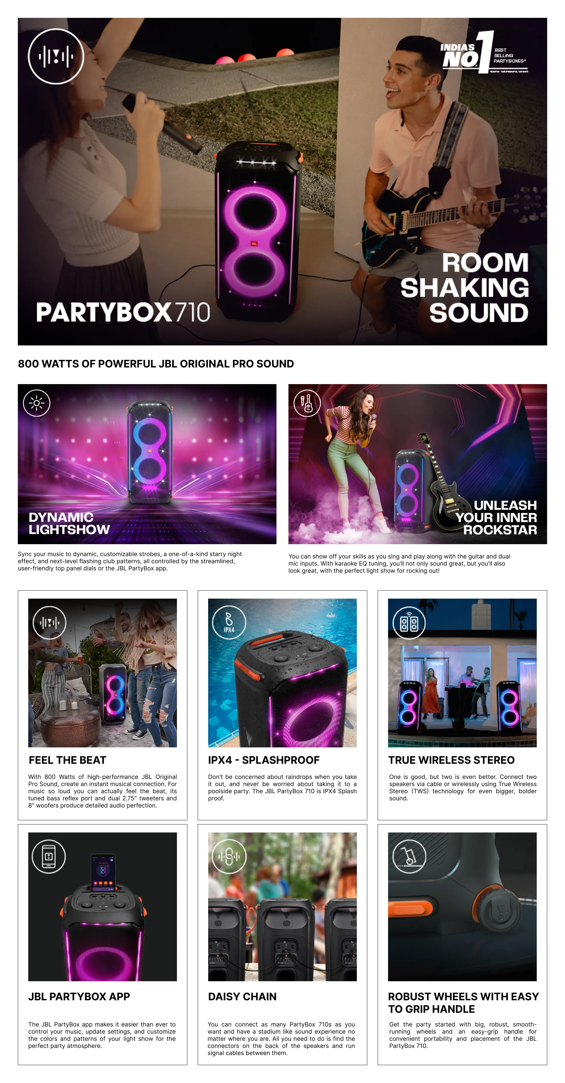 JBL Partybox 710 800W Wireless Speaker web vieww