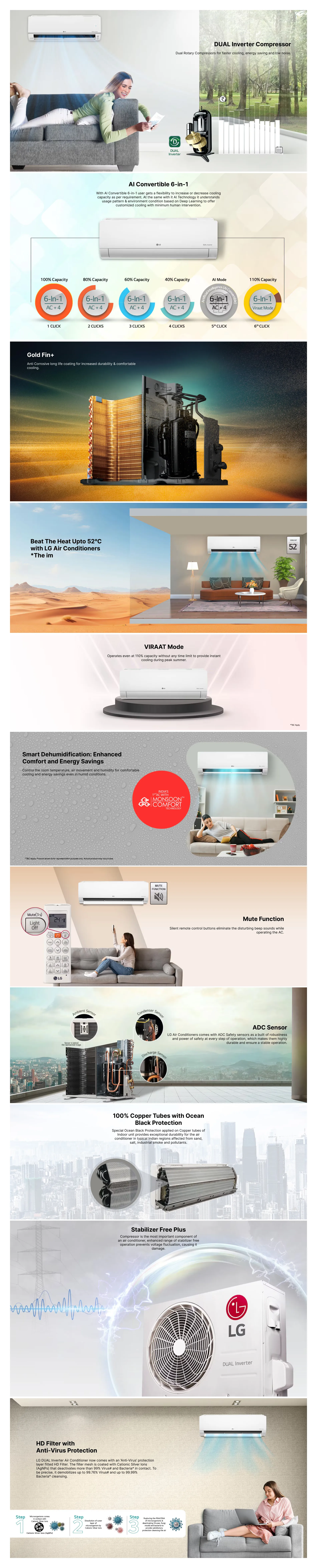 LG 1 Ton 3 Star AI Convertible 6 in 1 DUAL Inverter Split AC US Q12JNXE AMLG web view