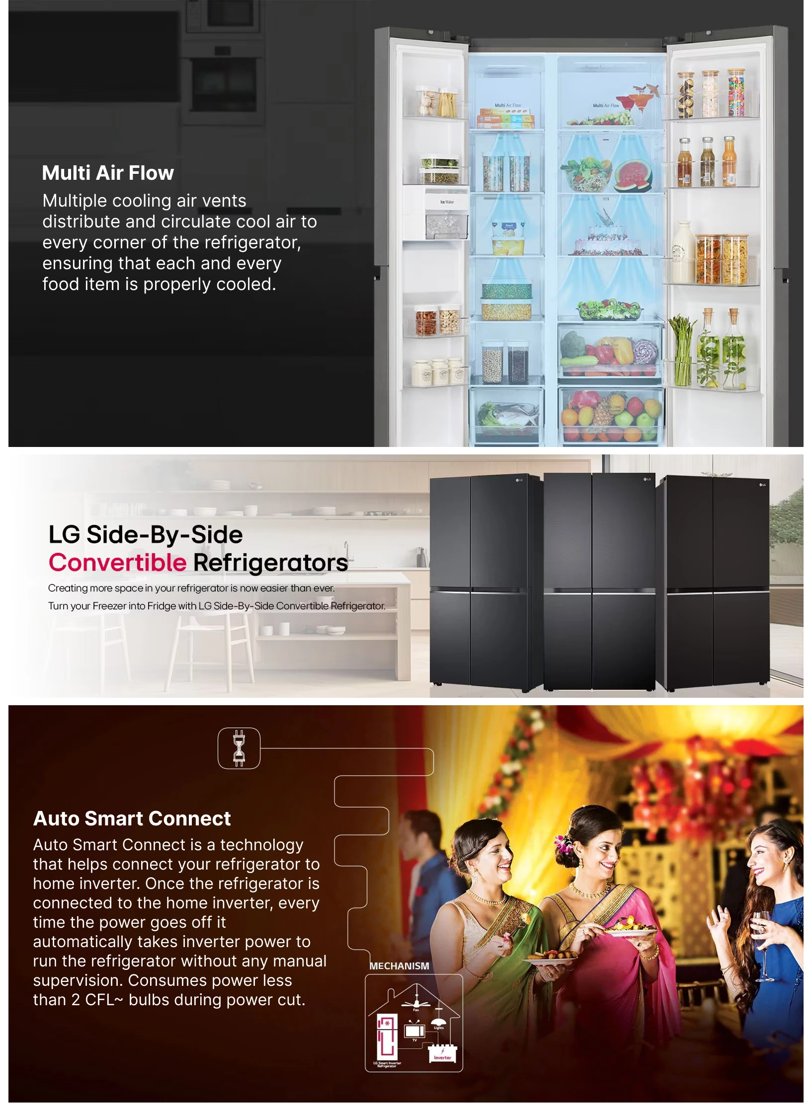 LG 650 L Frost Free Side By Side 3 Star Door Refrigerator, GL-B257JDS3.DDSZEBN