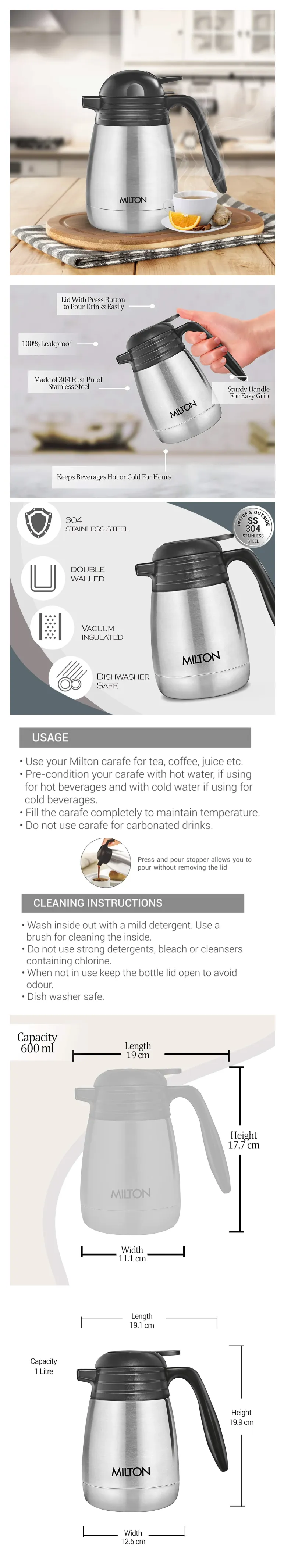 Get Milton Thermosteel Carafe1000ml Flask at the Best Price!