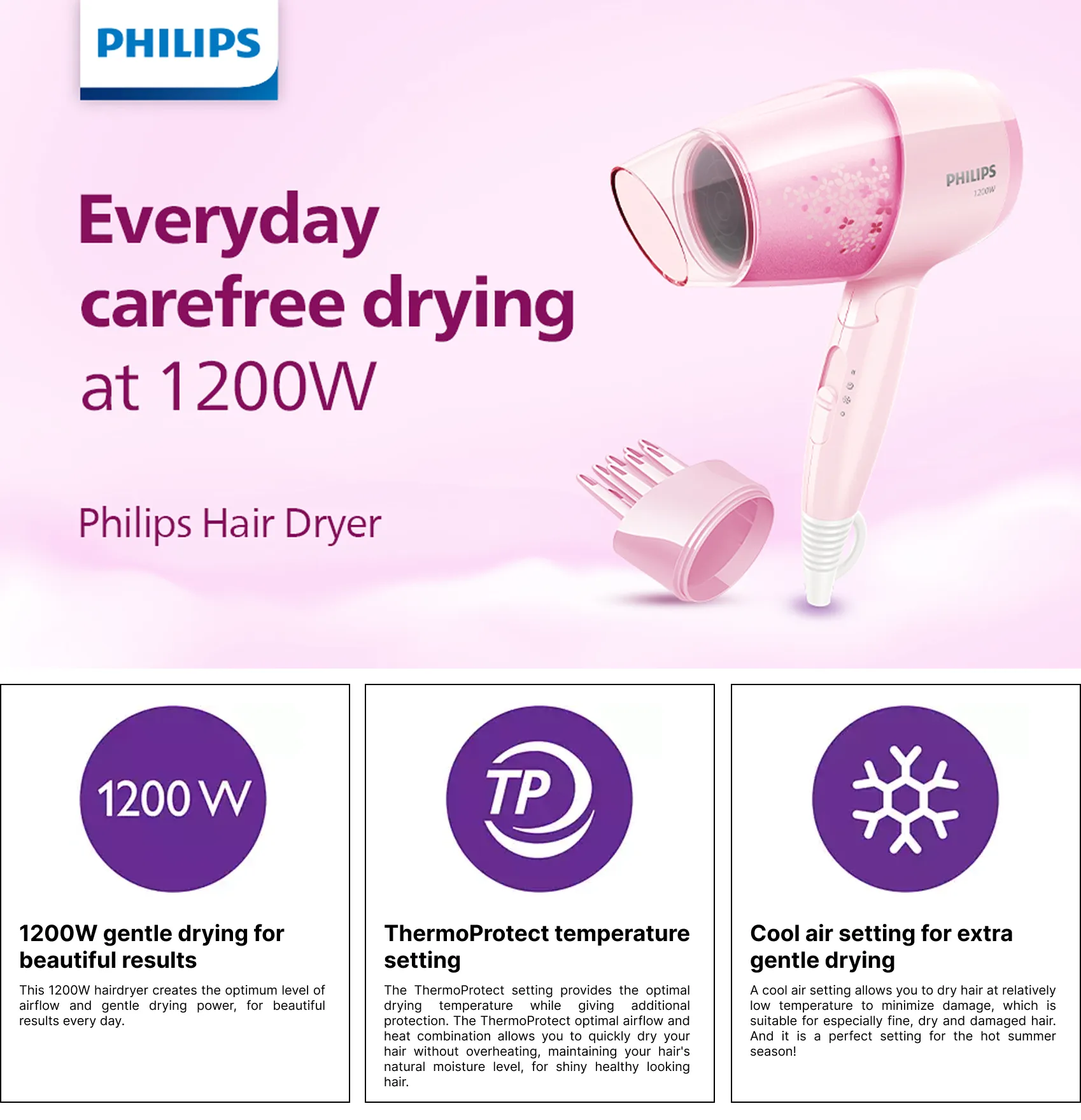 Essentialcare Hairdryer Philips Hair Dryer 1200w Philips Essential