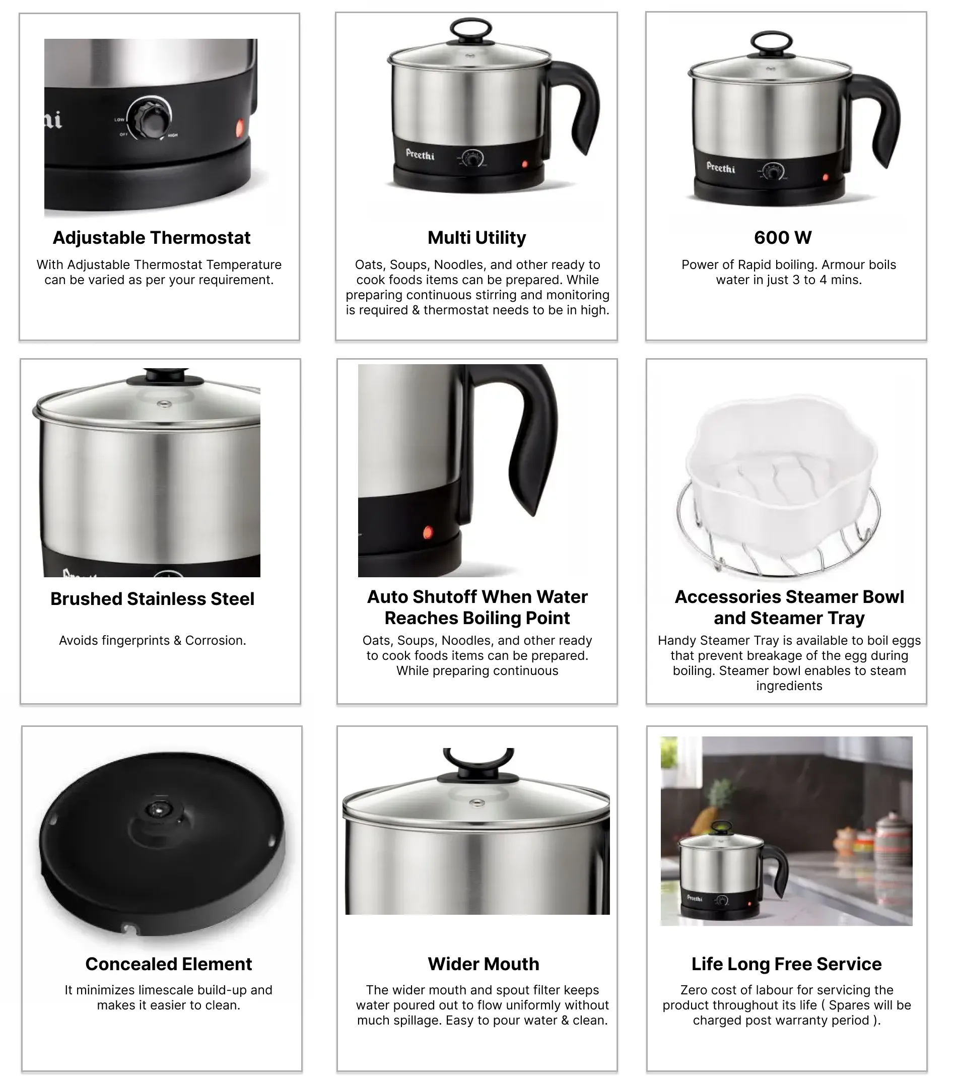 Buy Preethi Armour EK 708 Multi Utility Electric Kettle