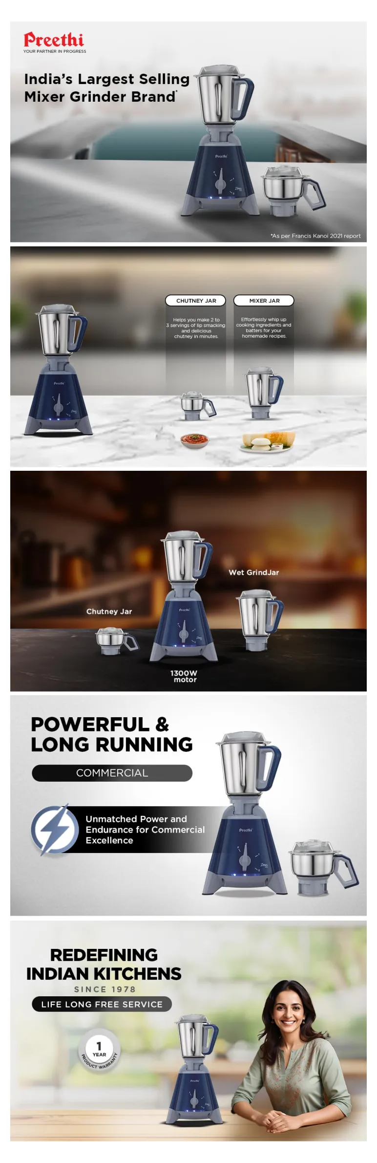 Buy Preethi Xpro Duo Jar Mixer Grinder MG 198 1300W