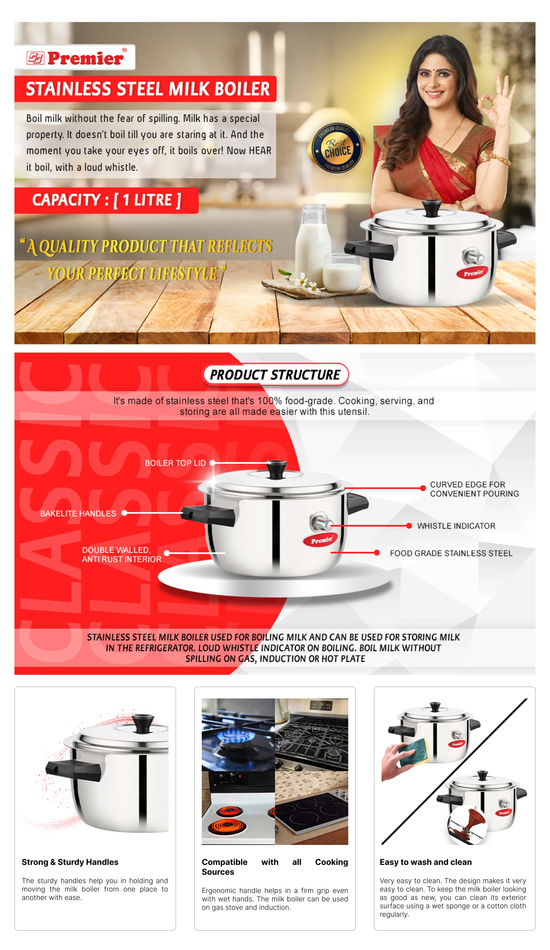 Shop Premier Stainless Steel Milk Boiler at Poorvika