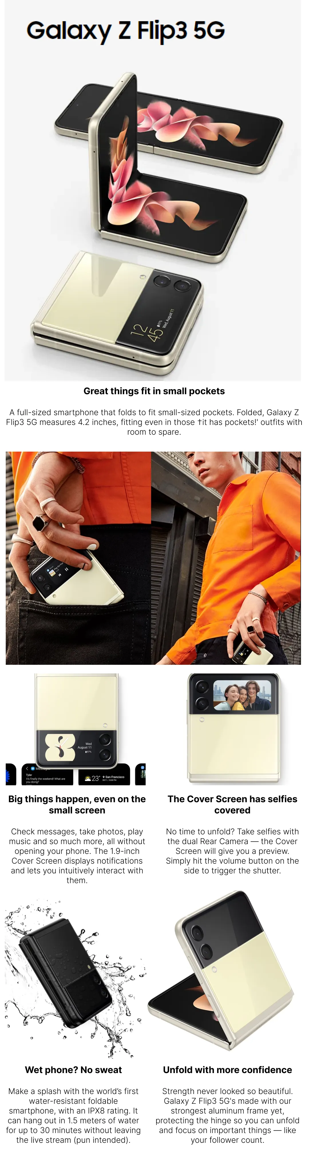 Buy Samsung Galaxy Z Flip 3 5G (Cream, 8GB/256GB) at Online