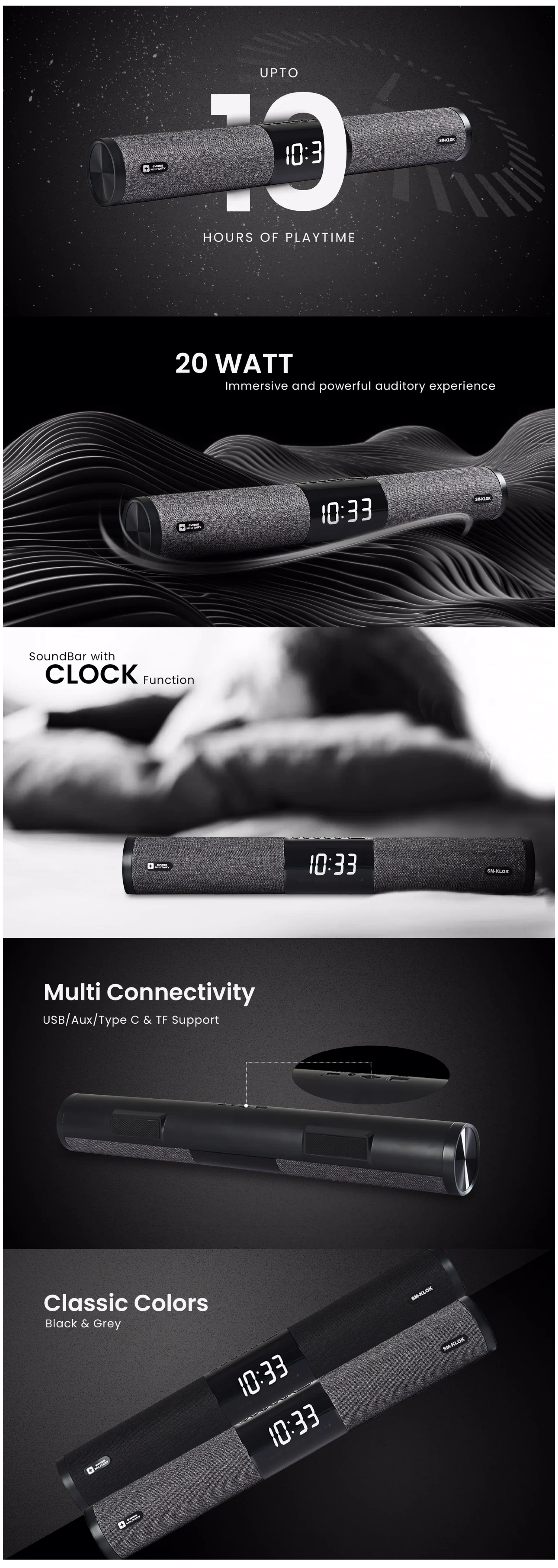 Swiss Military MORTLEY KLOK 20W Bluetooth Speaker