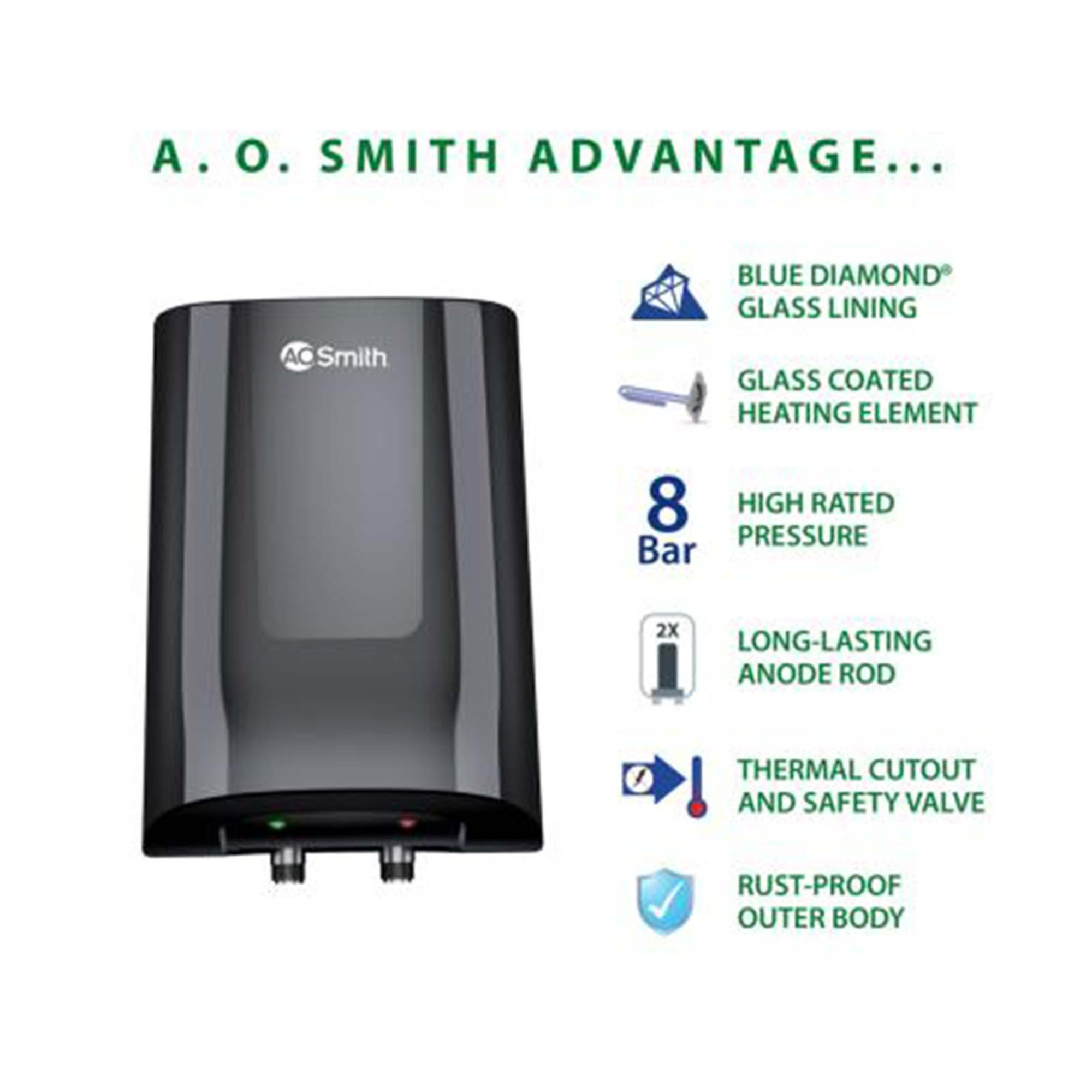 AO Smith Minibot 3KW Instant Water Heater ( 3 L,Black )