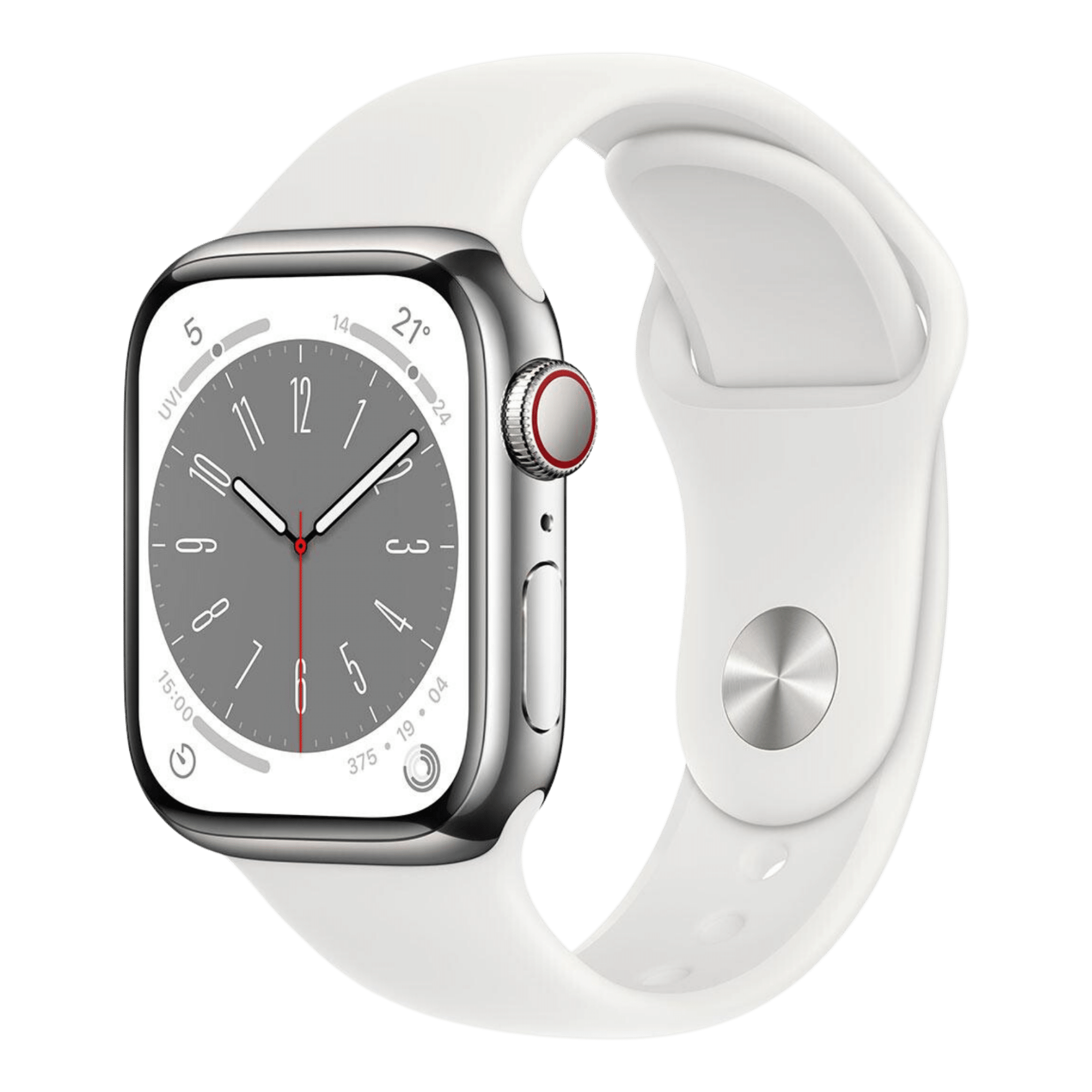 Buy Apple Watch Series 8 GPS Silver Sport Band with White,45 mm