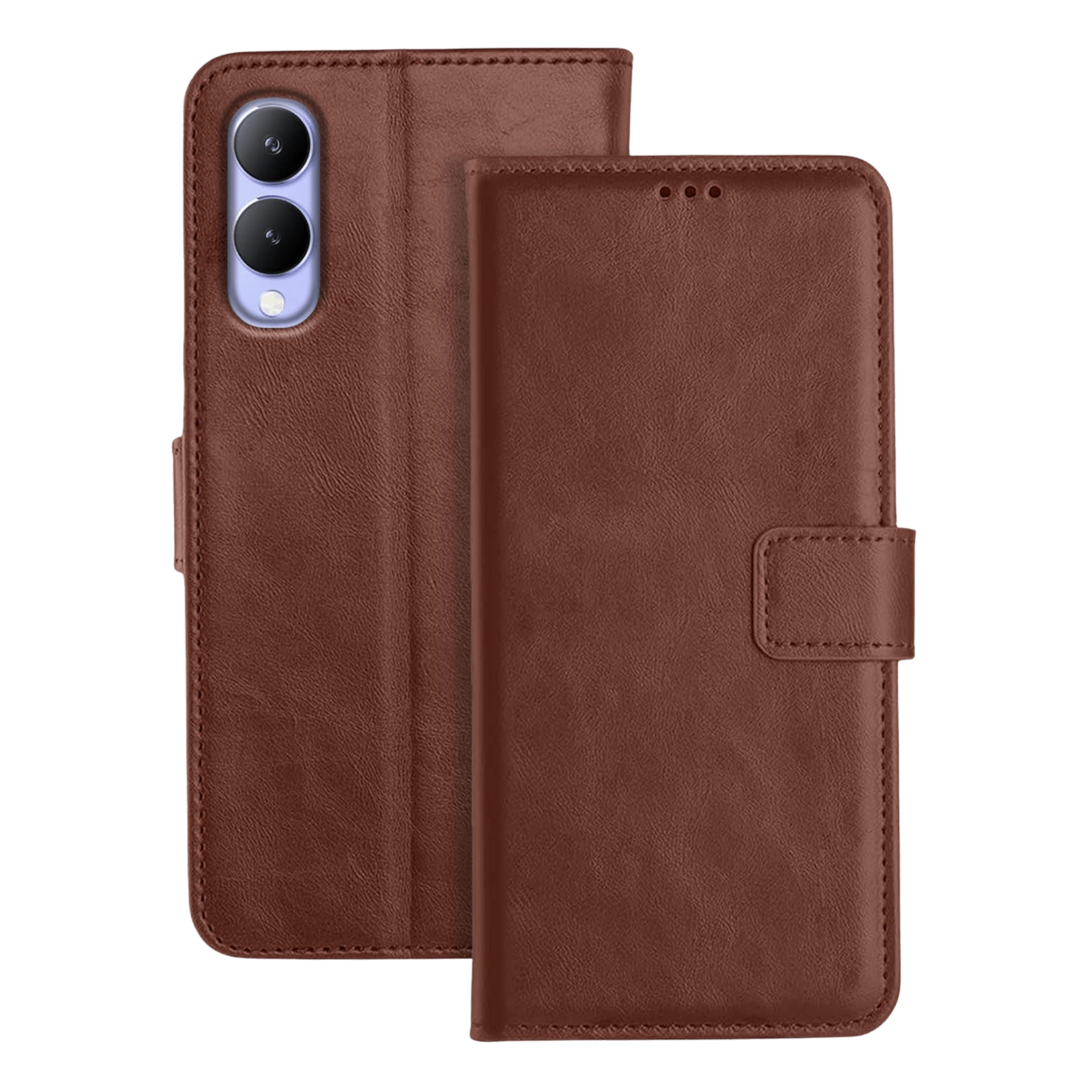 GOKEN Leder Folio Hülle Für Vivo Y17s – Flip Case Mit 3 Kartenfächern, RFID-Schutz & Standfunktion (Schwarz)