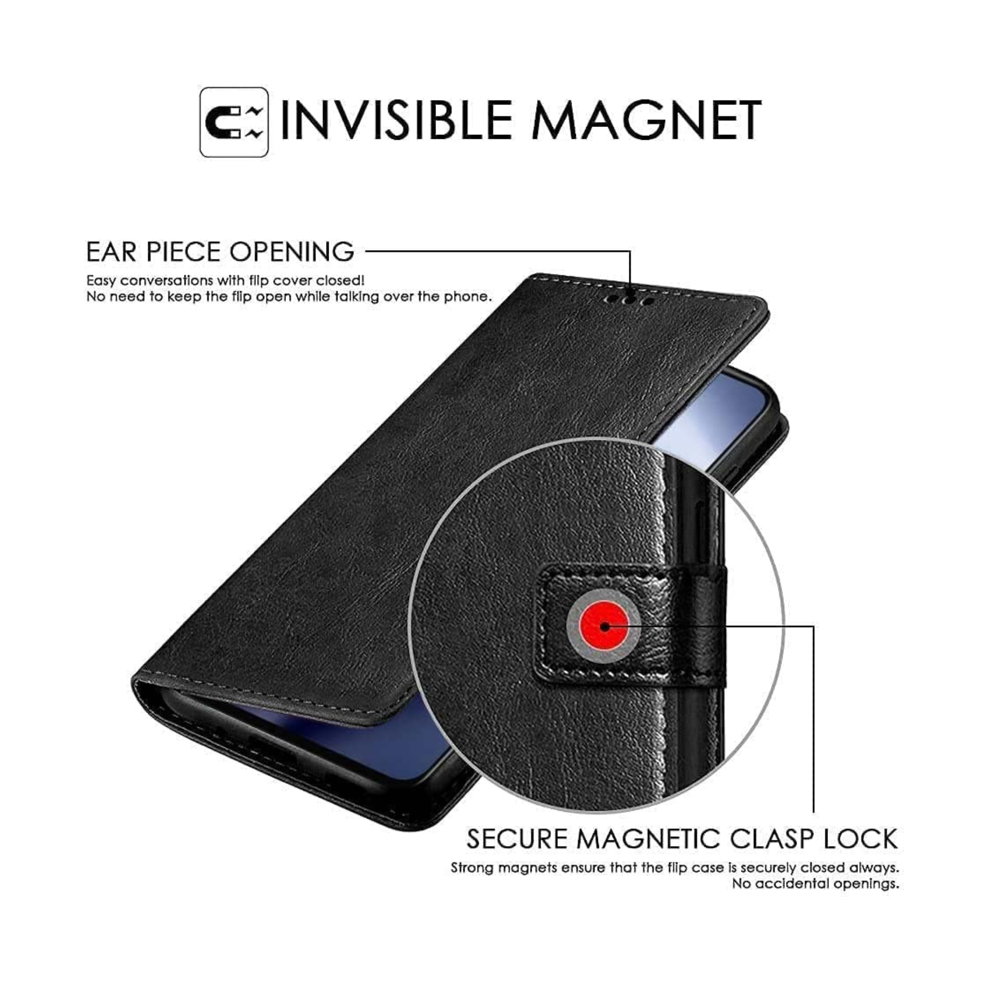 RonRun per Oppo A38 4G Cover a libro Flip Wallet Custodia in Pelle con Slot per Schede Custodia in Pelle Magnetica Cover per Oppo A38 4G - Nero