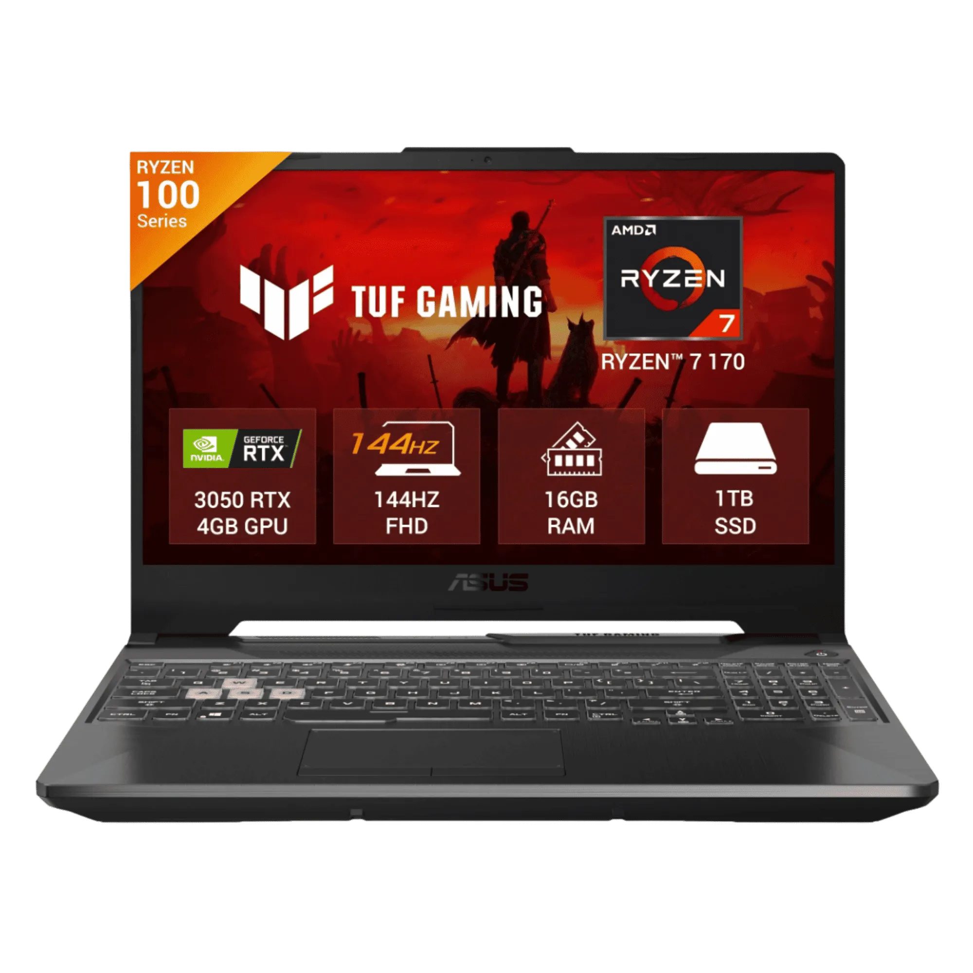 Asus tuf gaming a15 amd ryzen 7 170 windows 11 home laptop fa506ncq hn009ws graphite black 16gb 1tb Front View