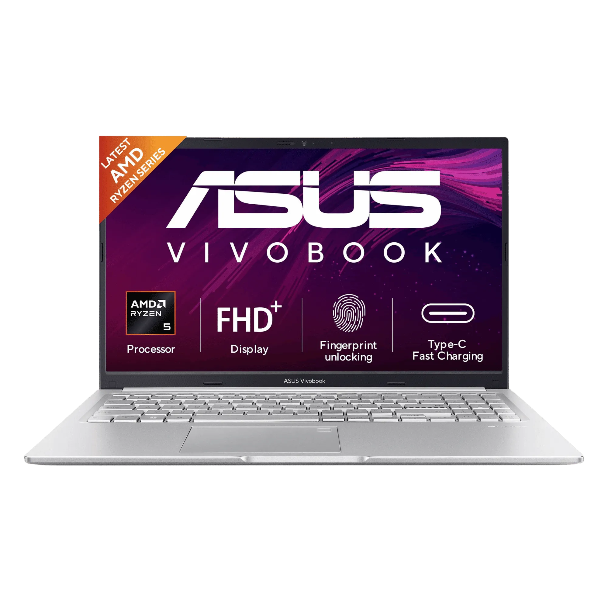 Asus vivobook 15 amd ryzen 5 150 windows 11 home laptop m1502naq bq119ws cool silver 16gb 512gb Front View