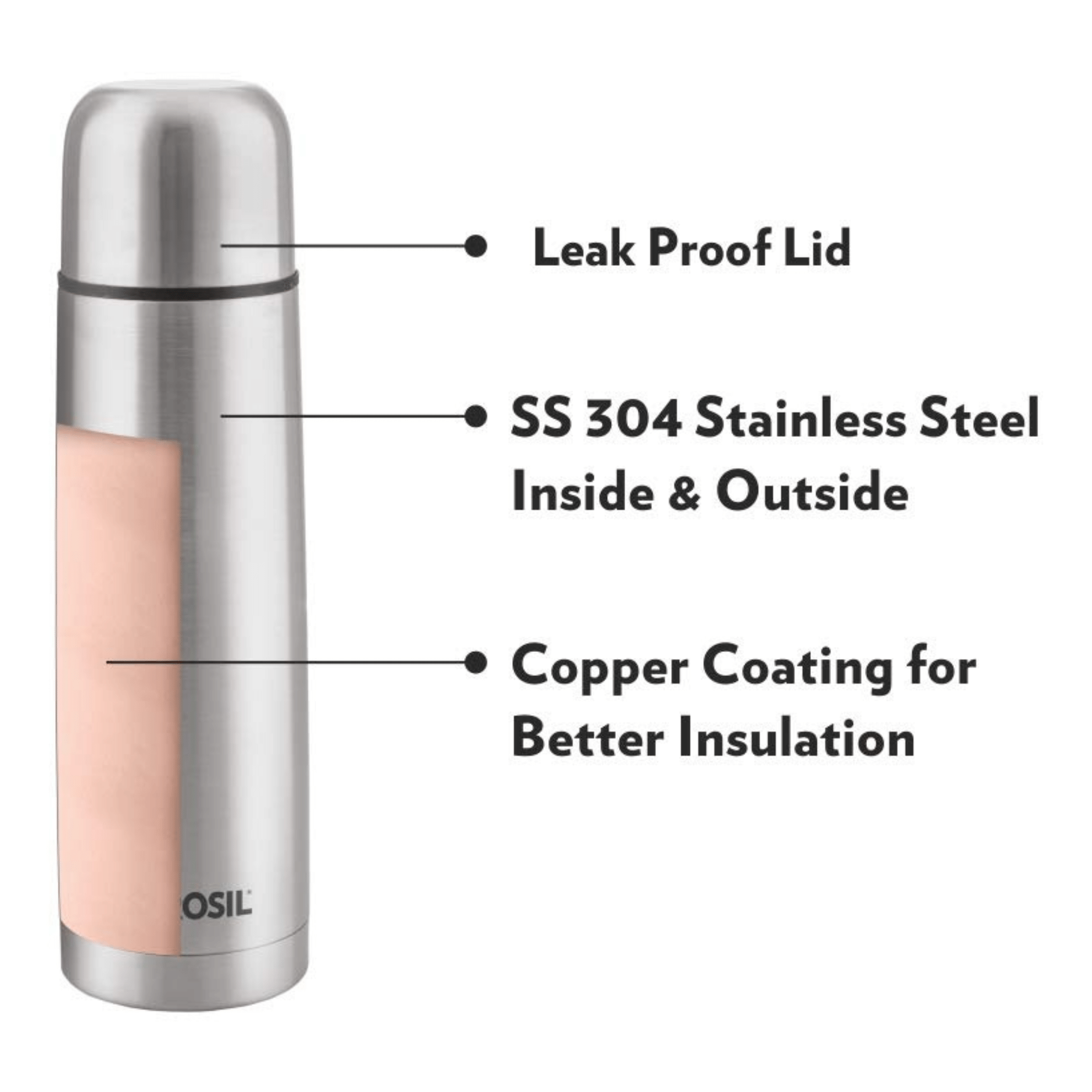 Shop Borosil Thermo Flask Flip 750 ml Flask Black Poorvika