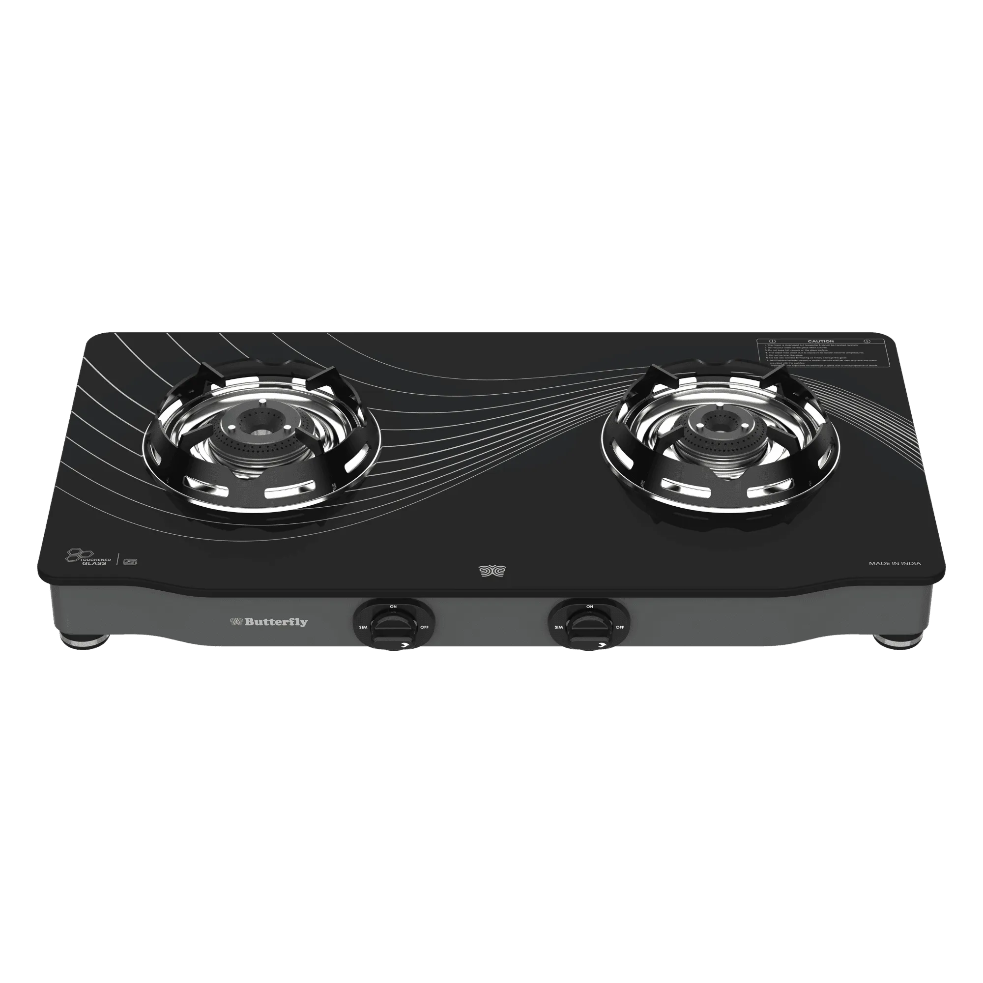 Butterfly renz 2 burner gas stove black Front View