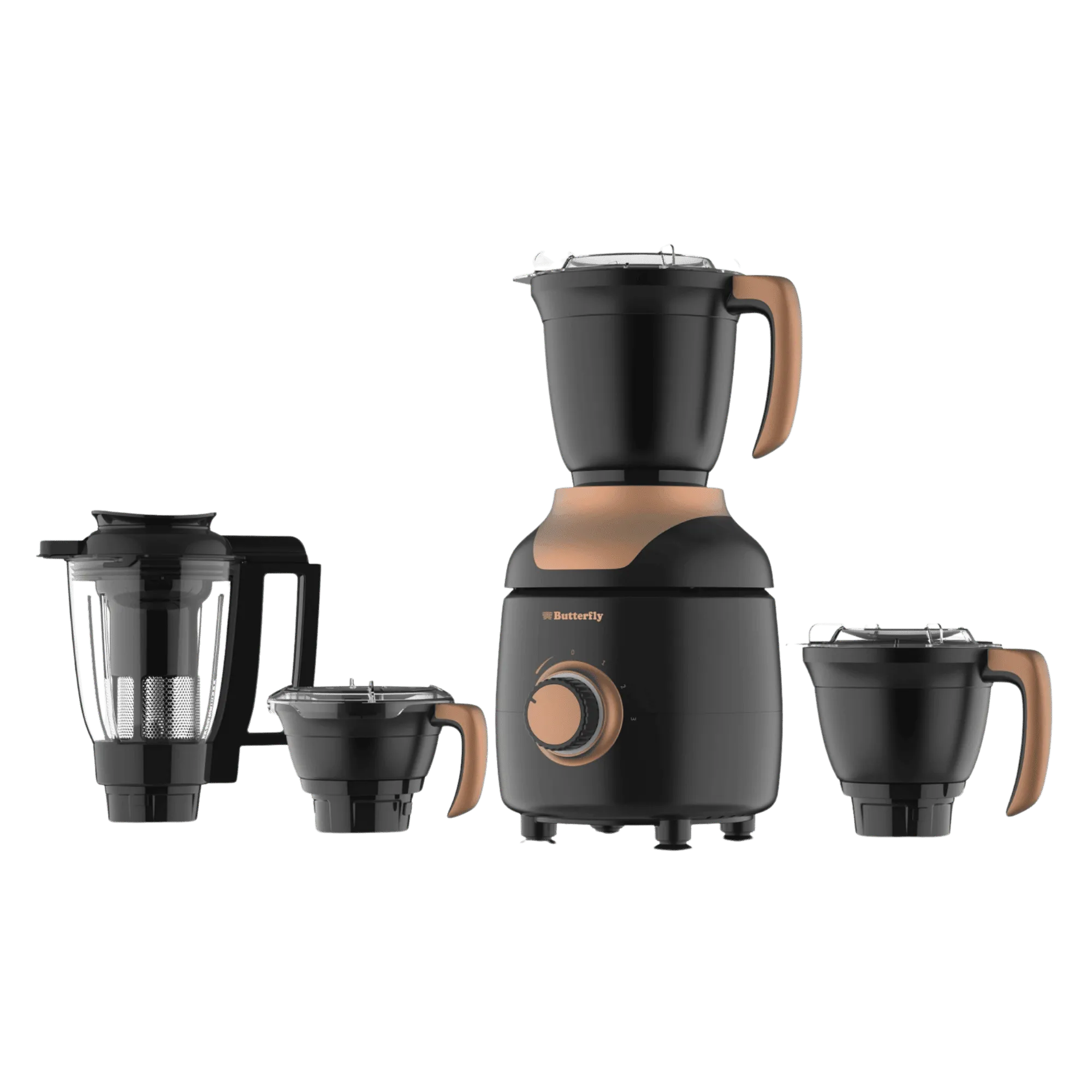 Butterfly ziera black 1000w mixer grinder 4 jars matte black Full View