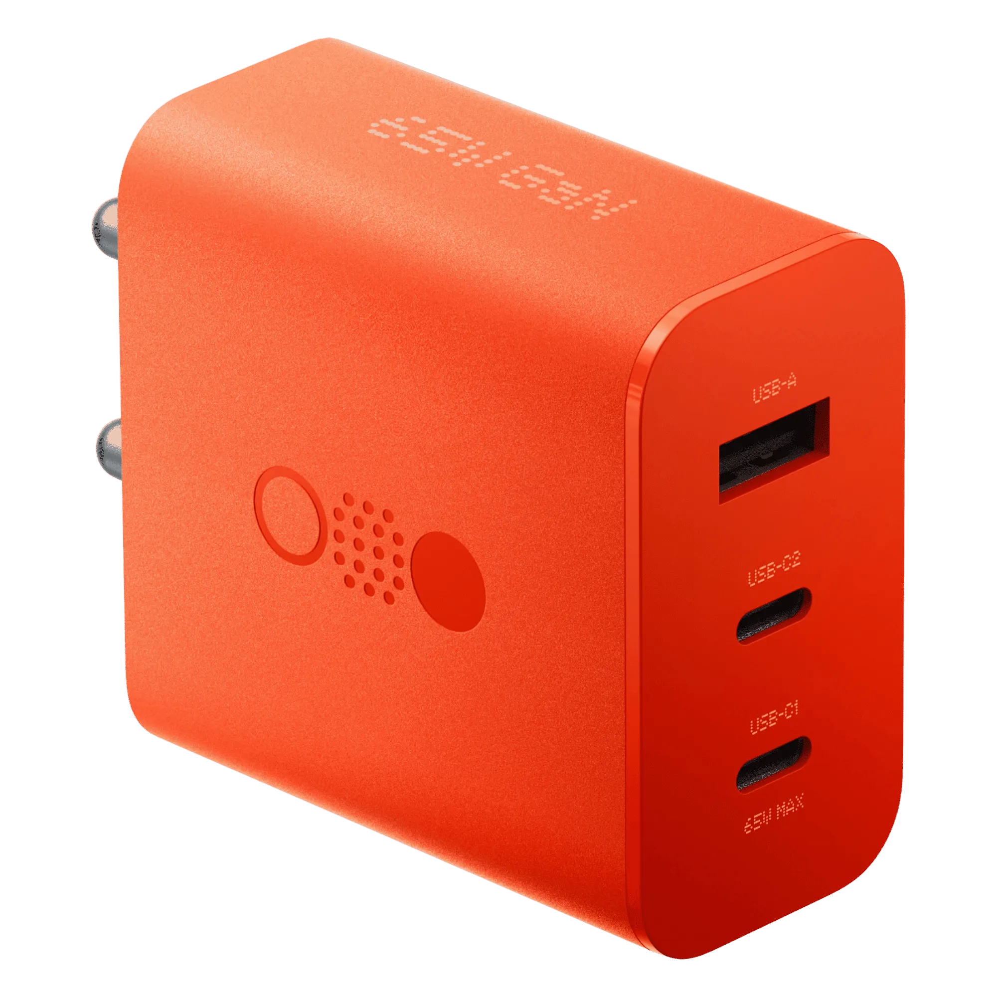 Cmf by nothing 65w gan 3 port power adapter orange Front Back View