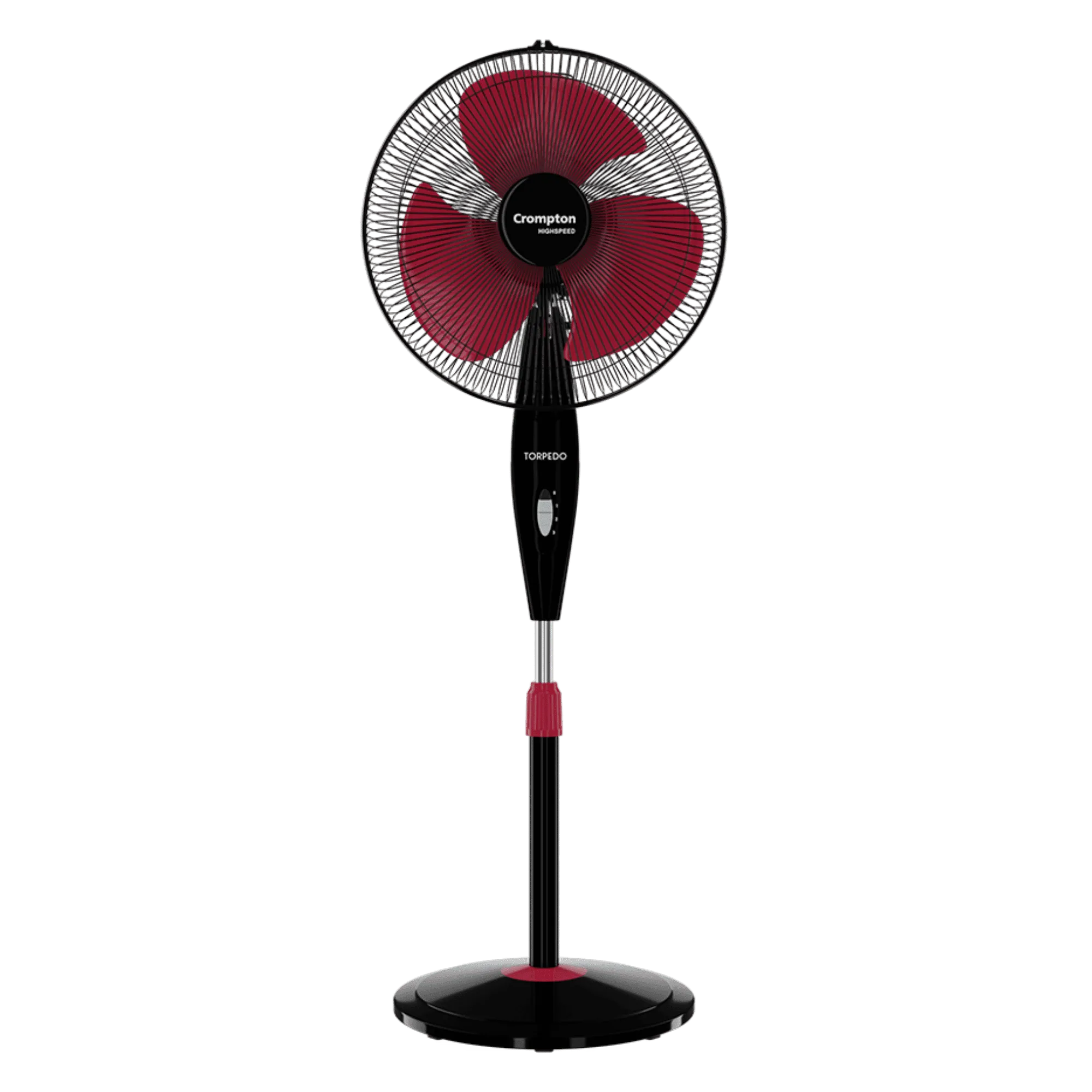 Crompton torpedo 400 mm pedestal fan black red Front View
