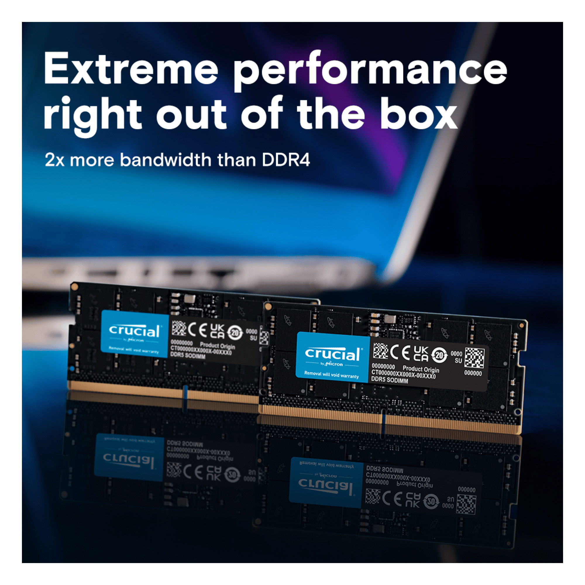 Crucial DDR5 4800Mhz SODIMM Single Laptop RAM (16GB, Black)