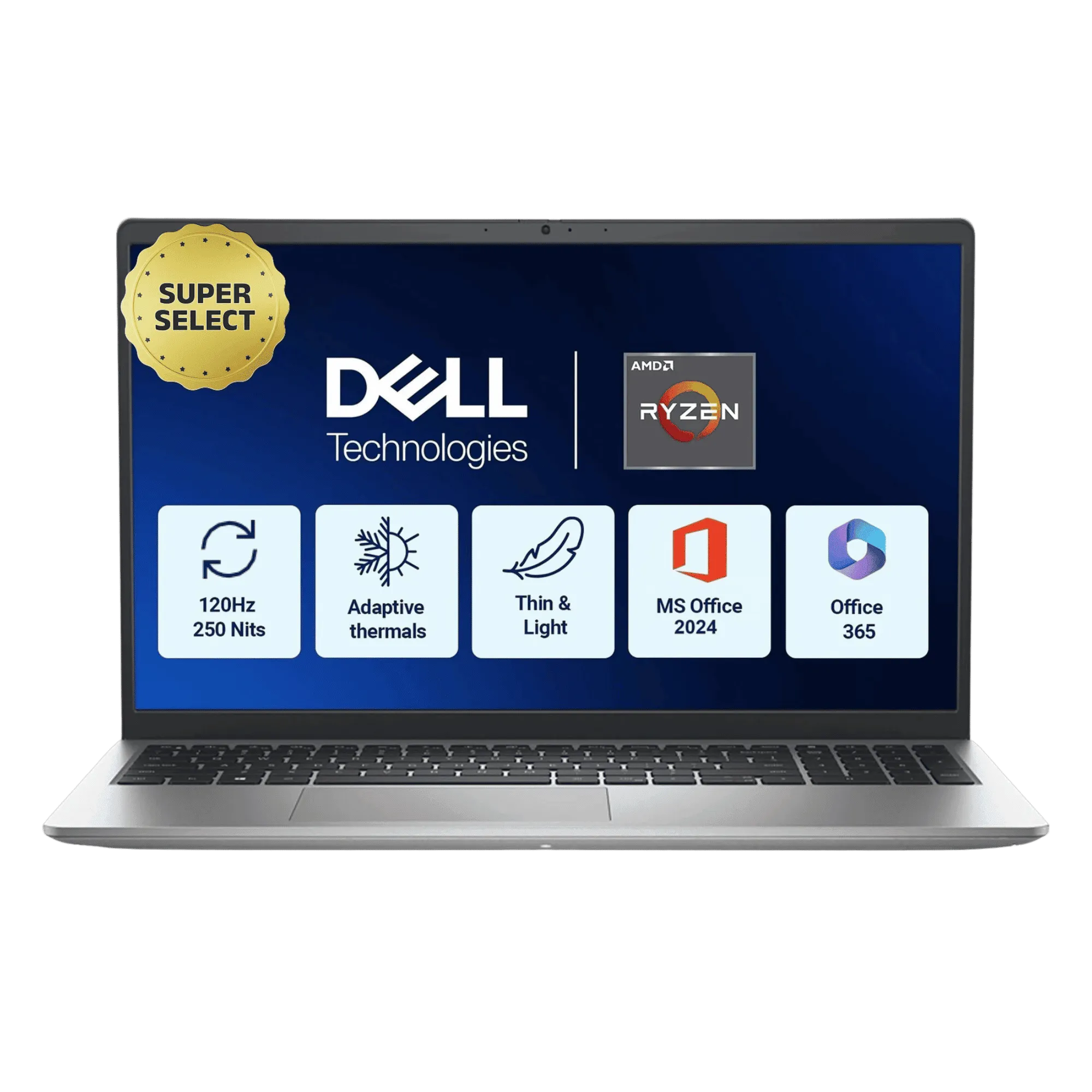 Dell 15 amd ryzen 5 7530u windows 11 home laptop odc1525580201rins1 platinum silver 16gb 512gb Front View