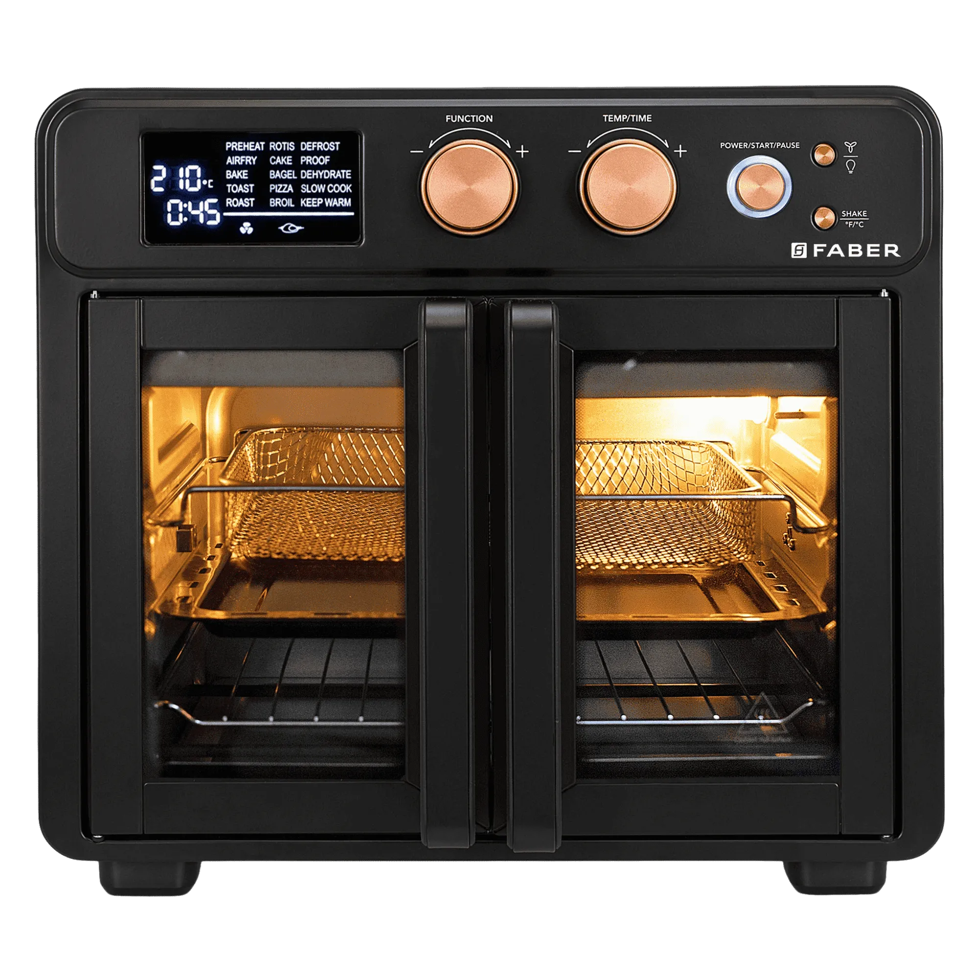Faber air fryer oven 25l 15f black 25l Front View