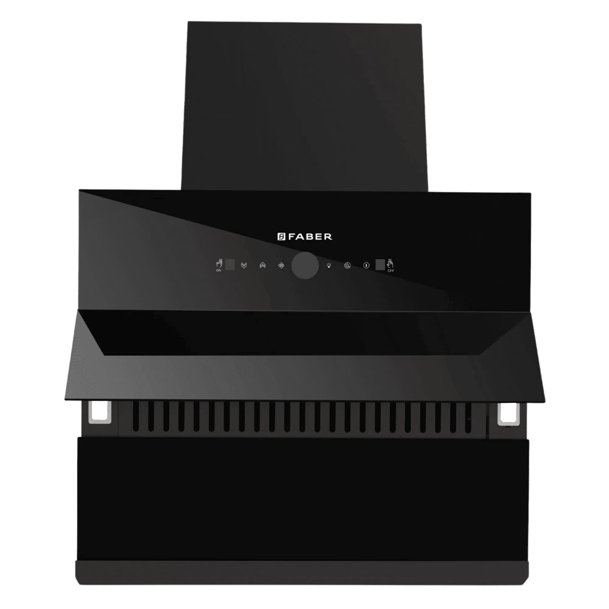 Faber hood comet bldc fl hc sc bk in 60 wall mounted chimney black Front View