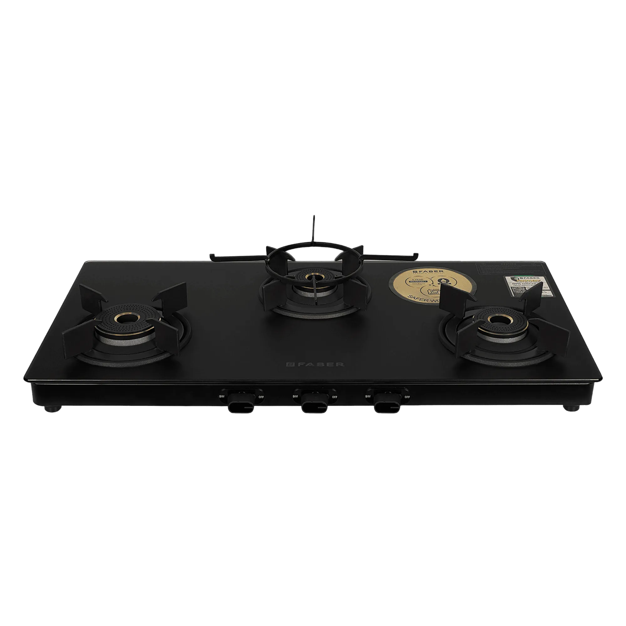 Faber nebula 3bb bk 3 burner gas stove black Front View
