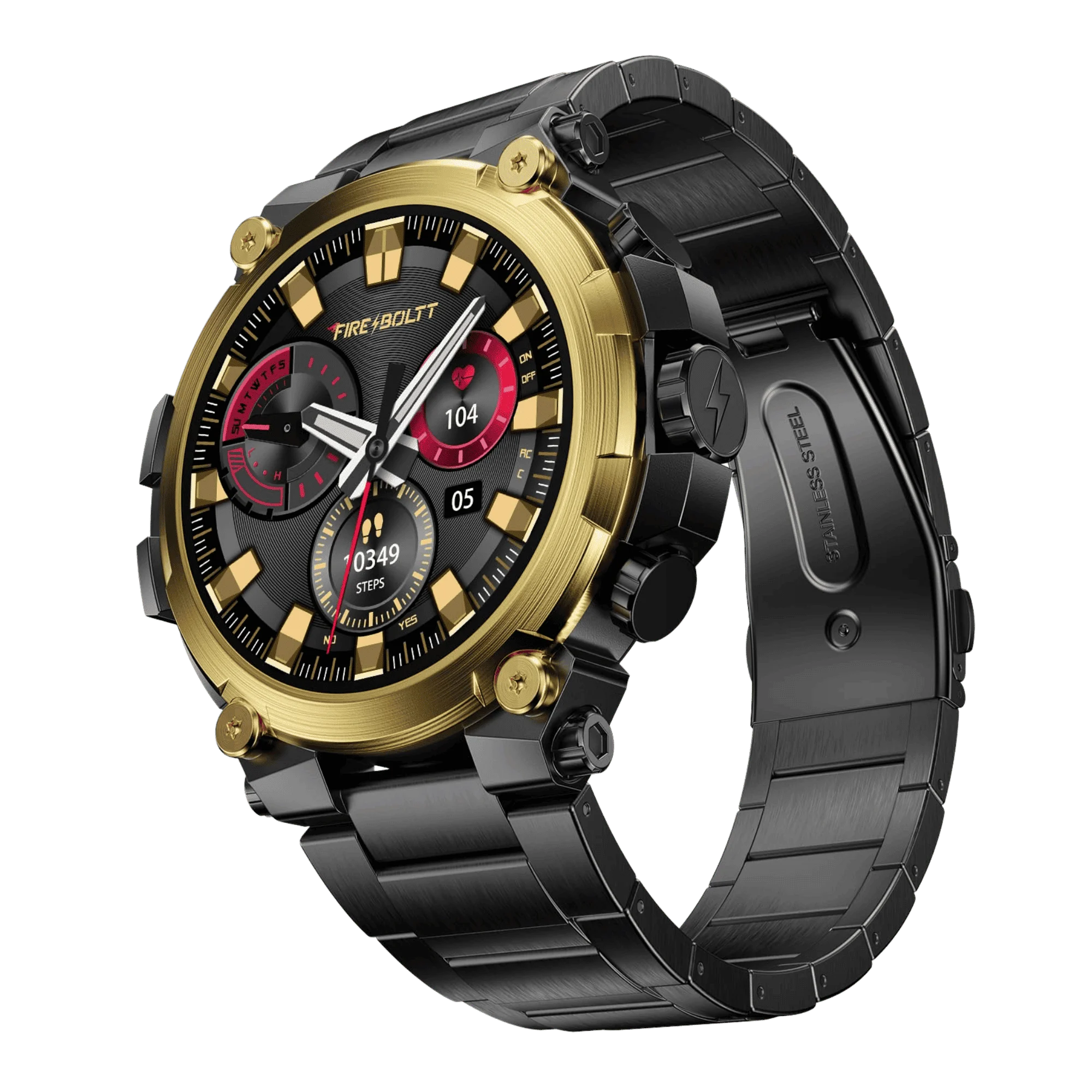 Fire boltt dominian smartwatch shadow gold Front Left View