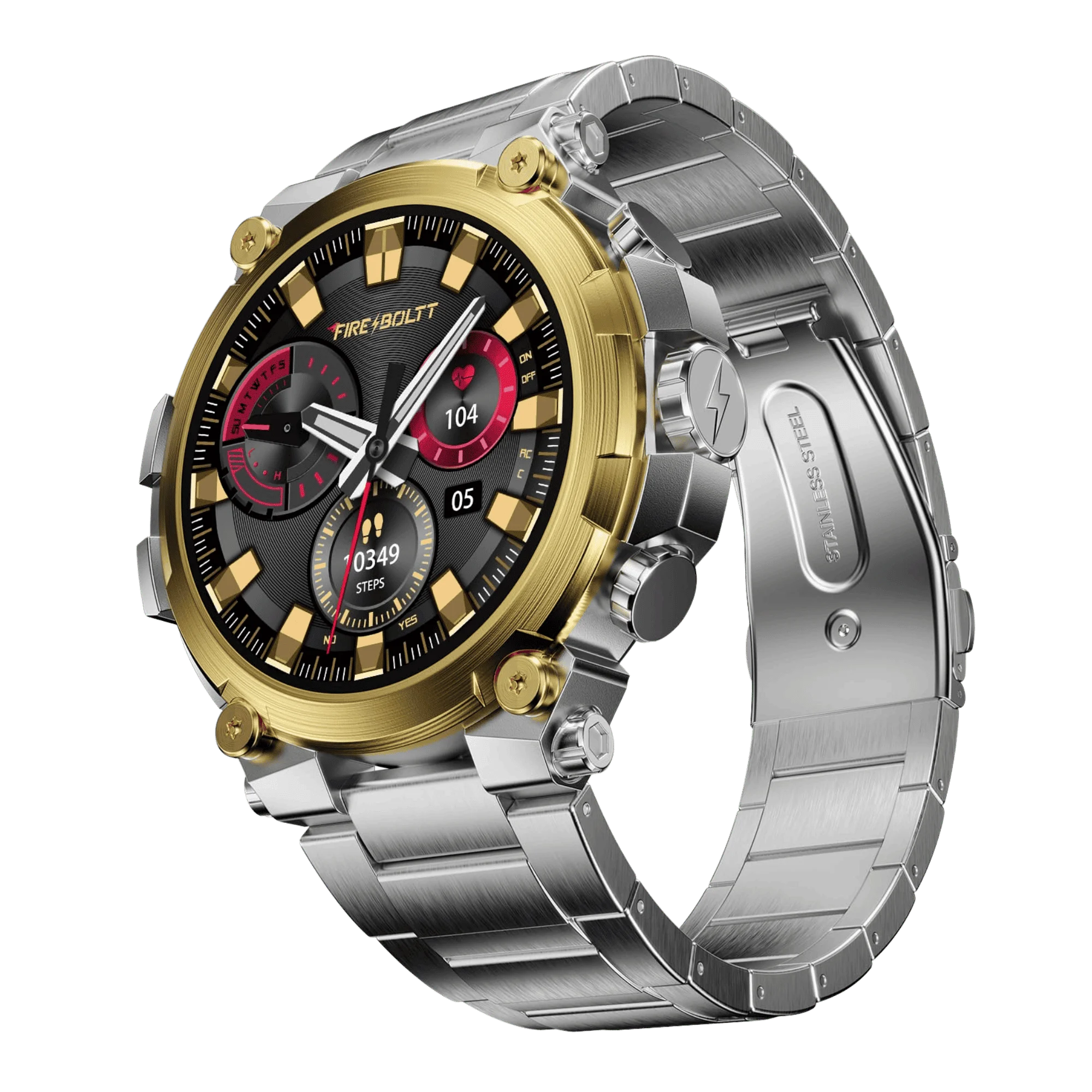 Fire boltt dominian smartwatch sunbeam silver Front Left View