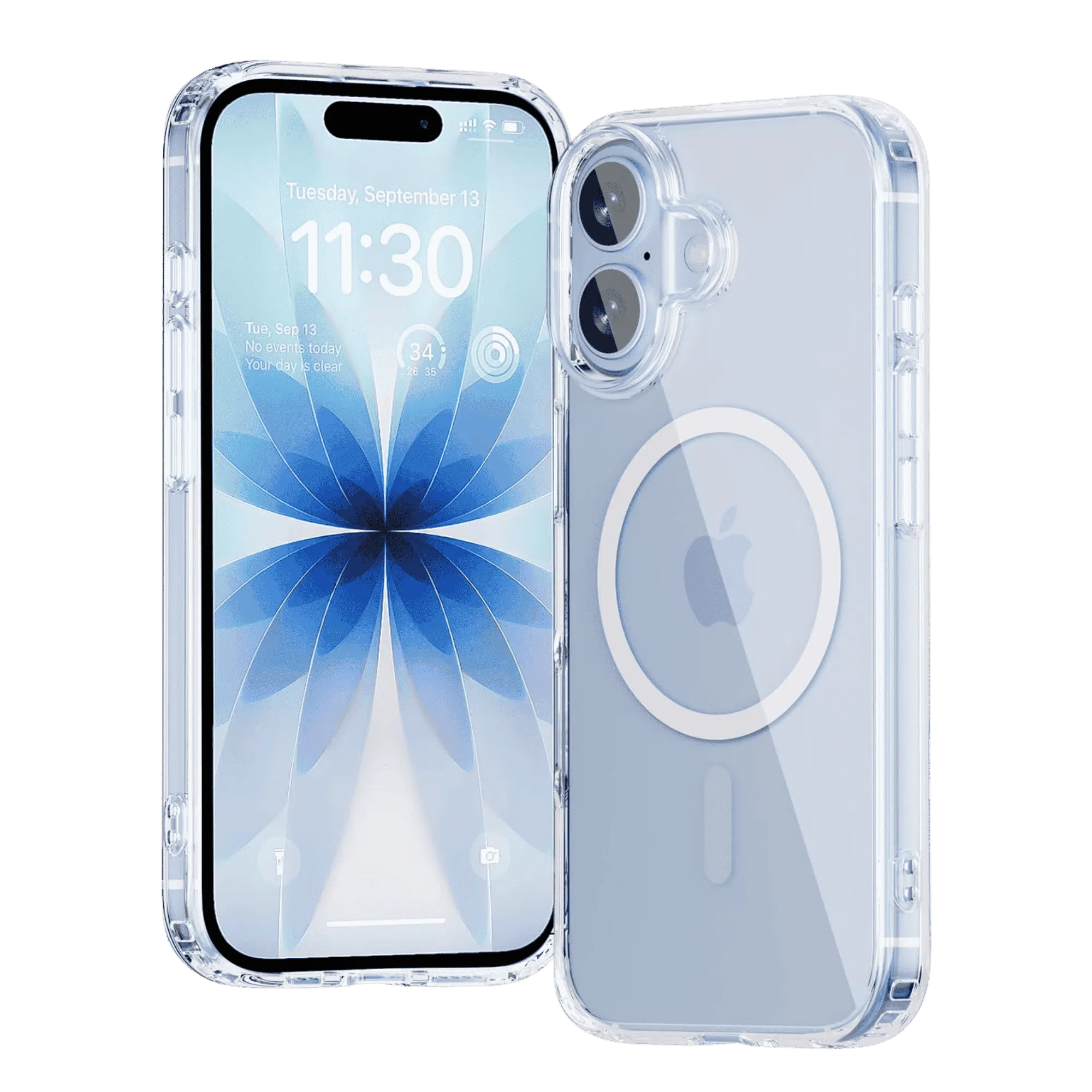 Flifit magsafe case for apple iphone 17 clear Front Back View