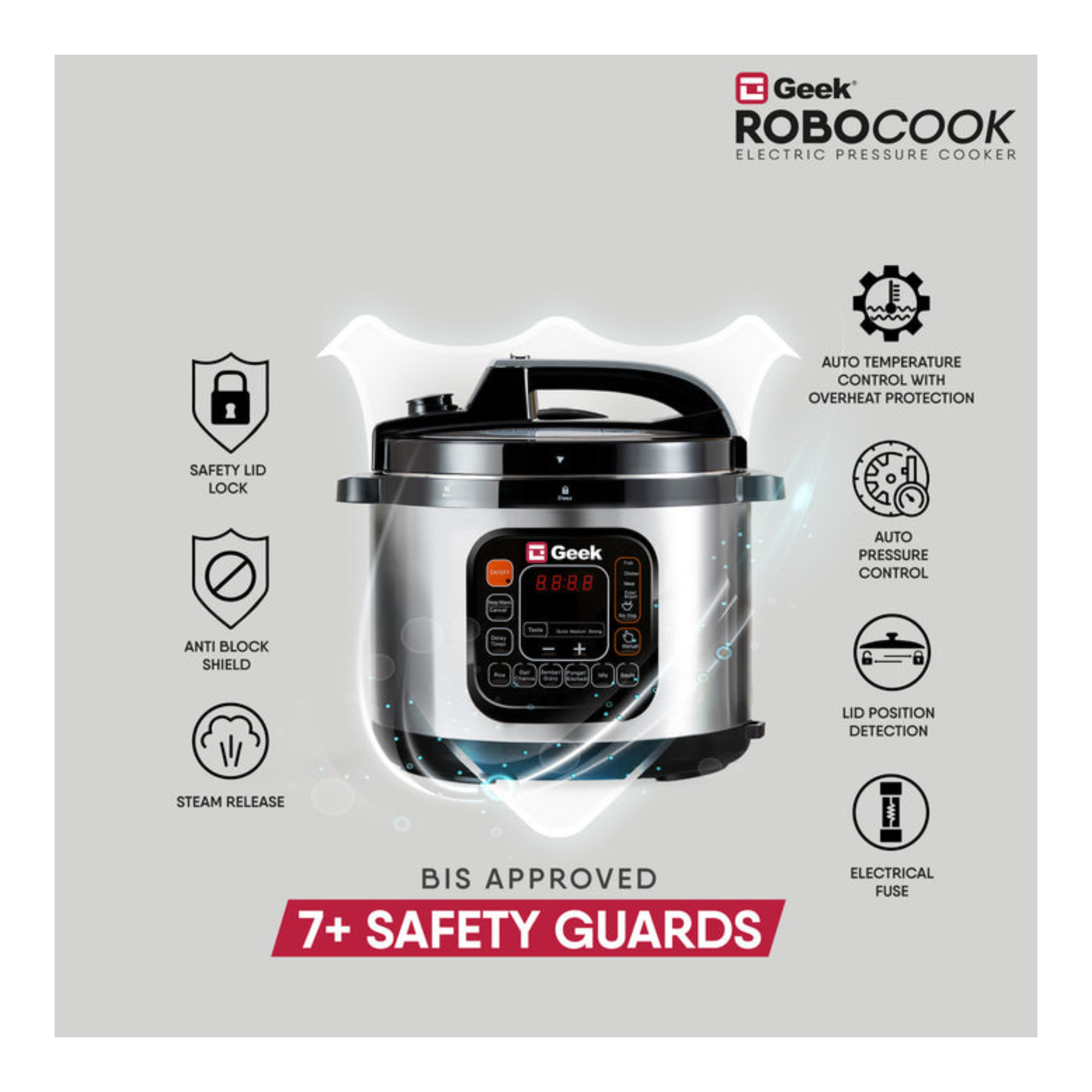 Buy Geek Robocook Zeta 5 NS Electric Cooker 5 L Black from Poorvika